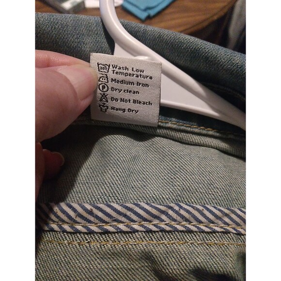 Sharewin Women’s Light Blue Button Front Denim Jean Jacket Size L - Picture 7 of 8